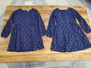 Gap matching girls navy blue, long sleeve dresses, sizes Medium and Large.